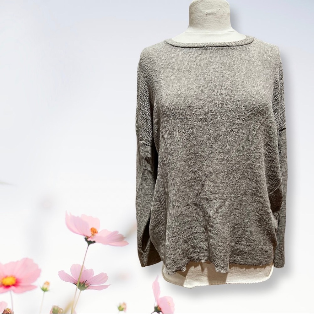 Grey Zara blouse top sweater long sleeve soft